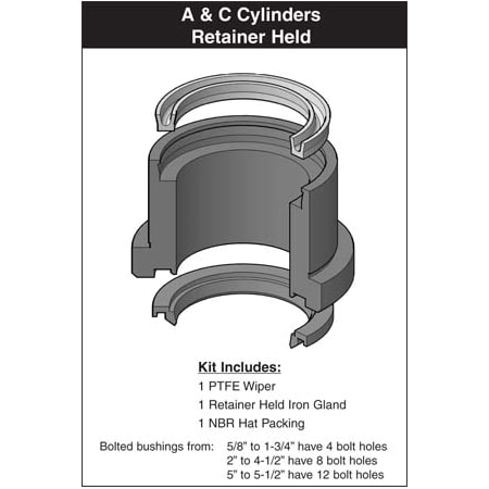 Miller - After Market Parts Hydraulic Cylinder Repair Kit- 1 Pneumatic Rod Kits, Iron Glands 051-KR010-100